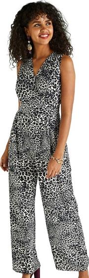 Black Leopard Print Jumpsuit