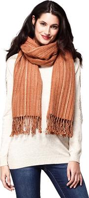 Brown Stripe Knit Scarf