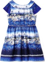 Girl Dark Blue Seascape Print Dress