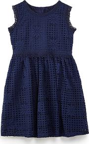 Girls Navy Corded Lace chalyn Skater Dress