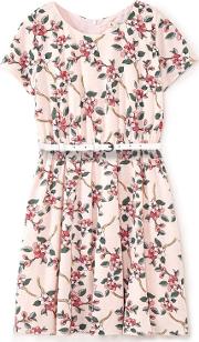 Girls' Pink Floral Vine Print Dress