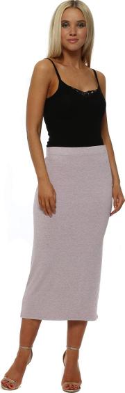 Blush Melange Jersey Column Midi Skirt 