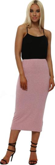 Coral Haze Melange Petula Jersey Midi Skirt 