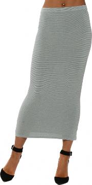 Fifi Desert Sage Fine Stripe Midi Skirt 
