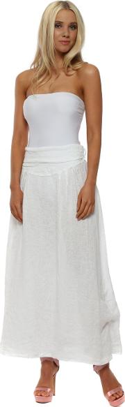 White Linen Maxi Skirt 