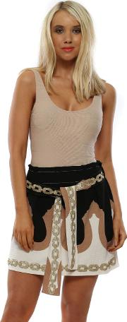Black Mocha Chain Embroidered Skirt 