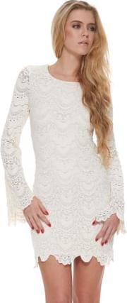 Tie Back Priscilla Dress In Ivory Spanish Lace 
