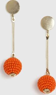 Orange Seed Bead Ball Earrings