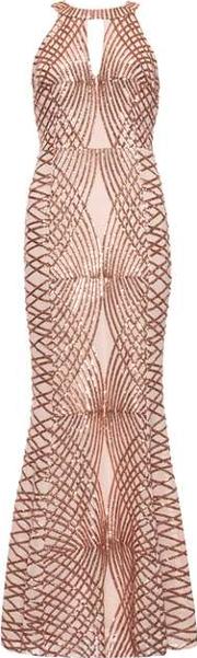 Quiz Rose Gold Fishtail Maxi Dress