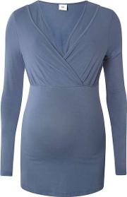 Womens Mamalicious Maternity Blue Nursing Top 