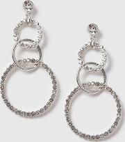 Womens Rhinestone Circle Earrings 