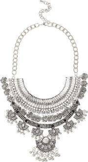 Womens Silver Collar Necklace
