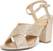 Womens Wide Fit Gold 'spring' X Front Sandals 