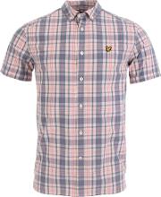 Short Sleeve Check Shirt In Pink 