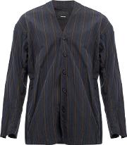 Collarless Striped Jacket Men Cottoncupro 5, Grey