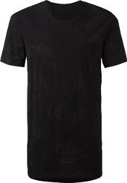 Stained Detail T Shirt Men Cotton L, Black