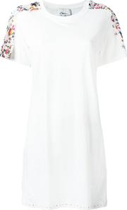 3.1 Phillip Lim Floral Short Sleeved T Shirt Dress Women Cottonspandexelastaneviscose L, White 