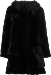32 Paradis Sprung Freres Fur Lined Coat Women Fox Furleather S, Black 