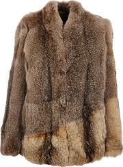 Fur Jacket Women Silkcottonfox Furlamb Skin Xs, Women's, Brown