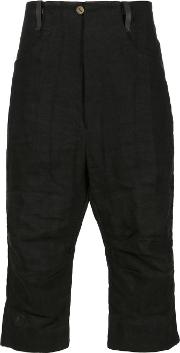 Cropped Trousers Men Linenflax 52, Black
