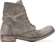 Distressed Lace Up Boots Men Horse Leatherleather 43, Grey