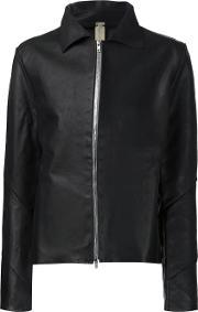Zipped Jacket Men Calf Leather 48, Black