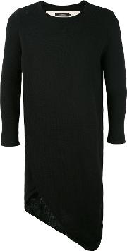 Asymmetric Longsleeved T Shirt Unisex Viscose M, Black