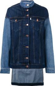 Contrast Denim Jacket Women Cotton 38, Blue