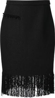 Fringed Pencil Skirt Women Silkcottonlinenflax 2, Women's, Black