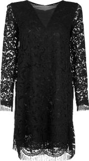 Lace Shift Dress Women Cotton 0, Black