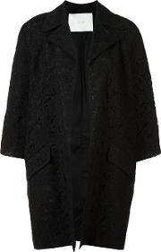 Three Quarter Sleeve Coat Women Cotton Xs, Black