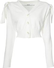 Knot Detail Cropped Cardigan Women Cottonpolyester M, Women's, White