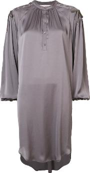 A.f.vandevorst Lace Up Sleeve Smock Dress Women Polyester Xs, Grey 
