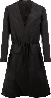 Jacquard Belted Coat Men Linenflax 46, Black