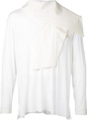 Scarf Detail Shirt Men Cotton 50, White