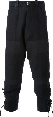 Tapered Cropped Trousers Men Linenflax 48, Black