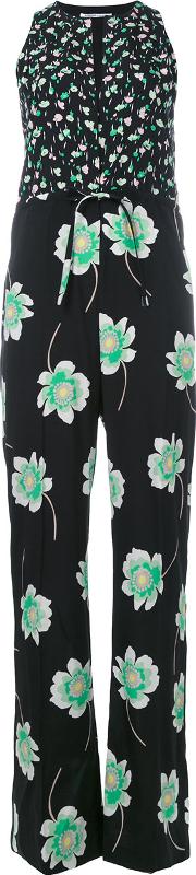 Agnona Floral Print Jumpsuit Women Silkspandexelastanecupro 42, Black 