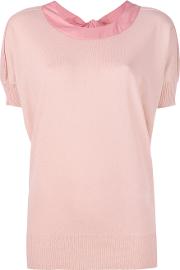 Crew Neck Knit T Shirt Women Cotton 42, Pinkpurple