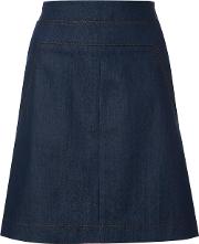 A Line Denim Skirt Women Cotton 4, Blue
