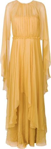 Alberta Ferretti Ruffled Evening Dress Women Silkpolyamide 42, Yelloworange 