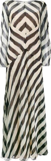 Alberta Ferretti Silk Striped Long Sleeve Gown Women Silkpolyamide 38, Black 