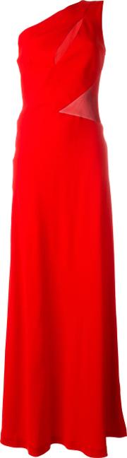 Asymmetric Gown Dress Women Silkacetaterayon 42, Red
