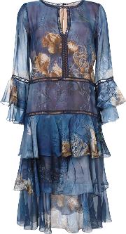 Floral Print Dress Women Silkcottonacetateother Fibers 46, Blue