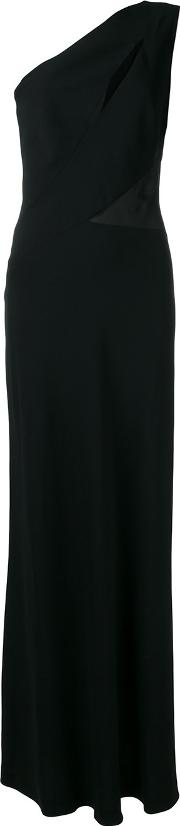 One Shoulder Slit Panel Gown Women Silkacetaterayon 40, Black