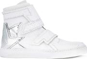 Metallic Heel Counter Hi Top Sneakers Unisex Leathernylonpolyurethanerubber 37, White