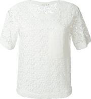 A.l.c. Flower Embroidered Shortsleeved Top Women Cottonrayon 2, Women's, White 