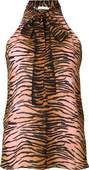 A.l.c. Tiger Print Sleeveless Blouse Women Silk 6, Pinkpurple 