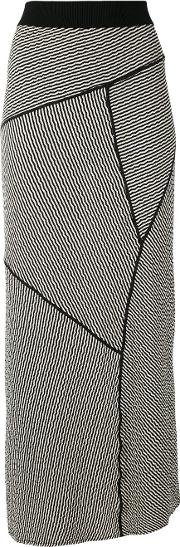 Striped Maxi Skirt Women Cotton 42, Black