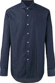Spread Collar Shirt Men Cotton 41, Blue