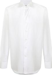 Spread Collar Shirt Men Cotton 43, White